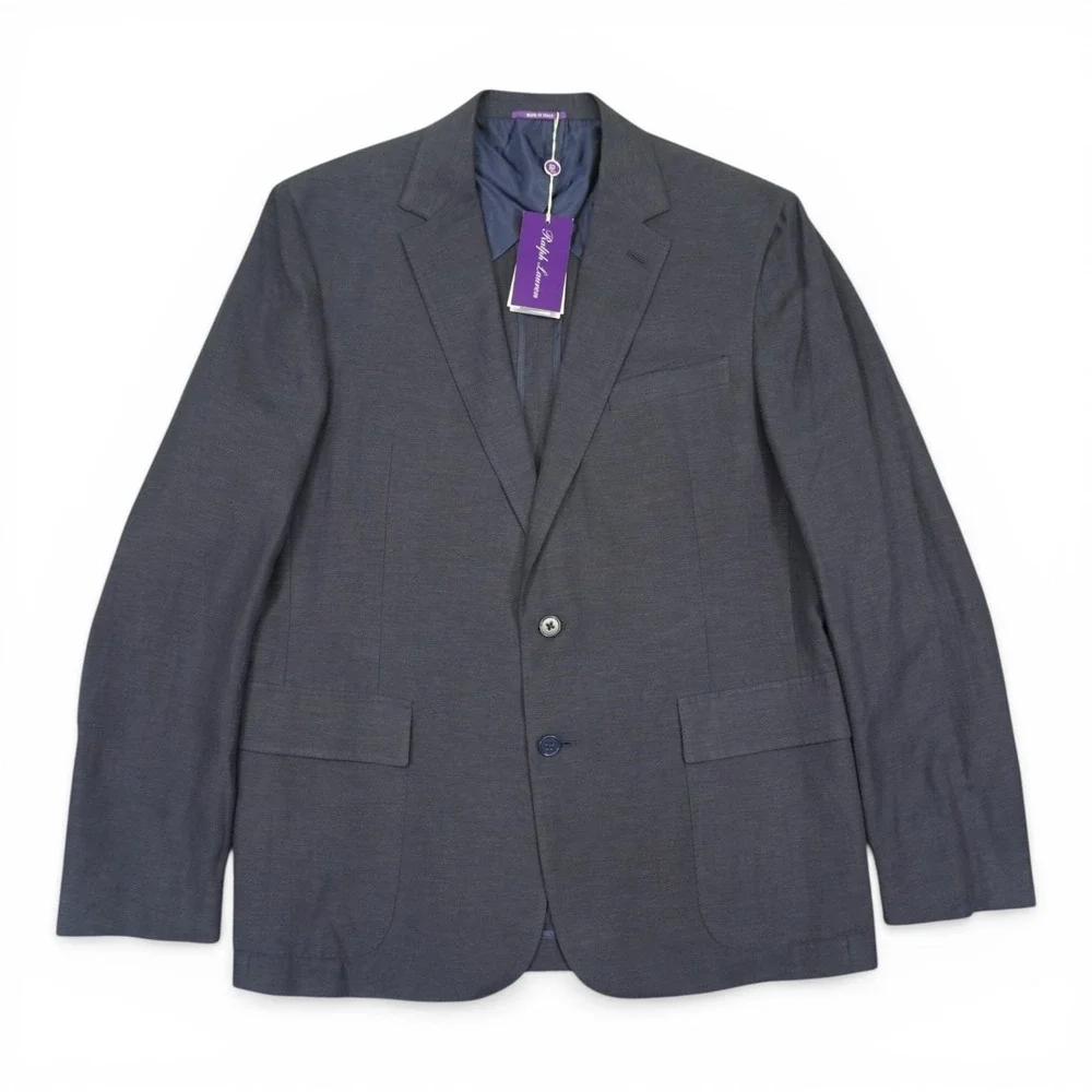 NEW Ralph Lauren Purple Label Blazer Sport Coat Mens 44R Navy Silk Linen Luxury